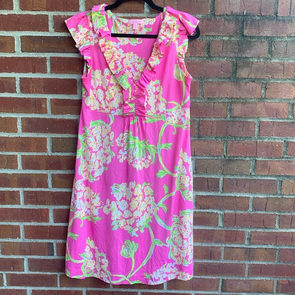 Lilly Pulitzer Dresses & Skirts - Lilly Pulitzer Clare Ruffle Pink Dress Size Medium